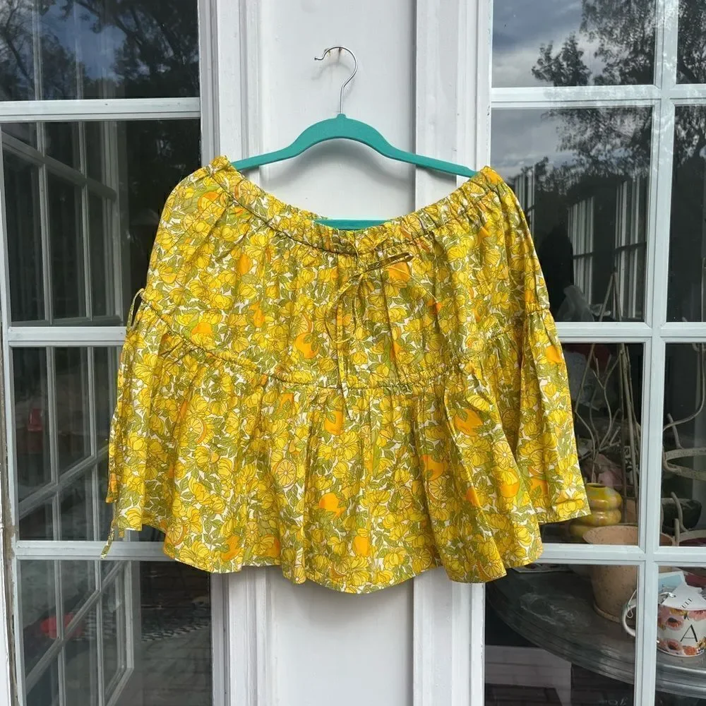 J Crew Tiered Skirt in Limone Print NWT